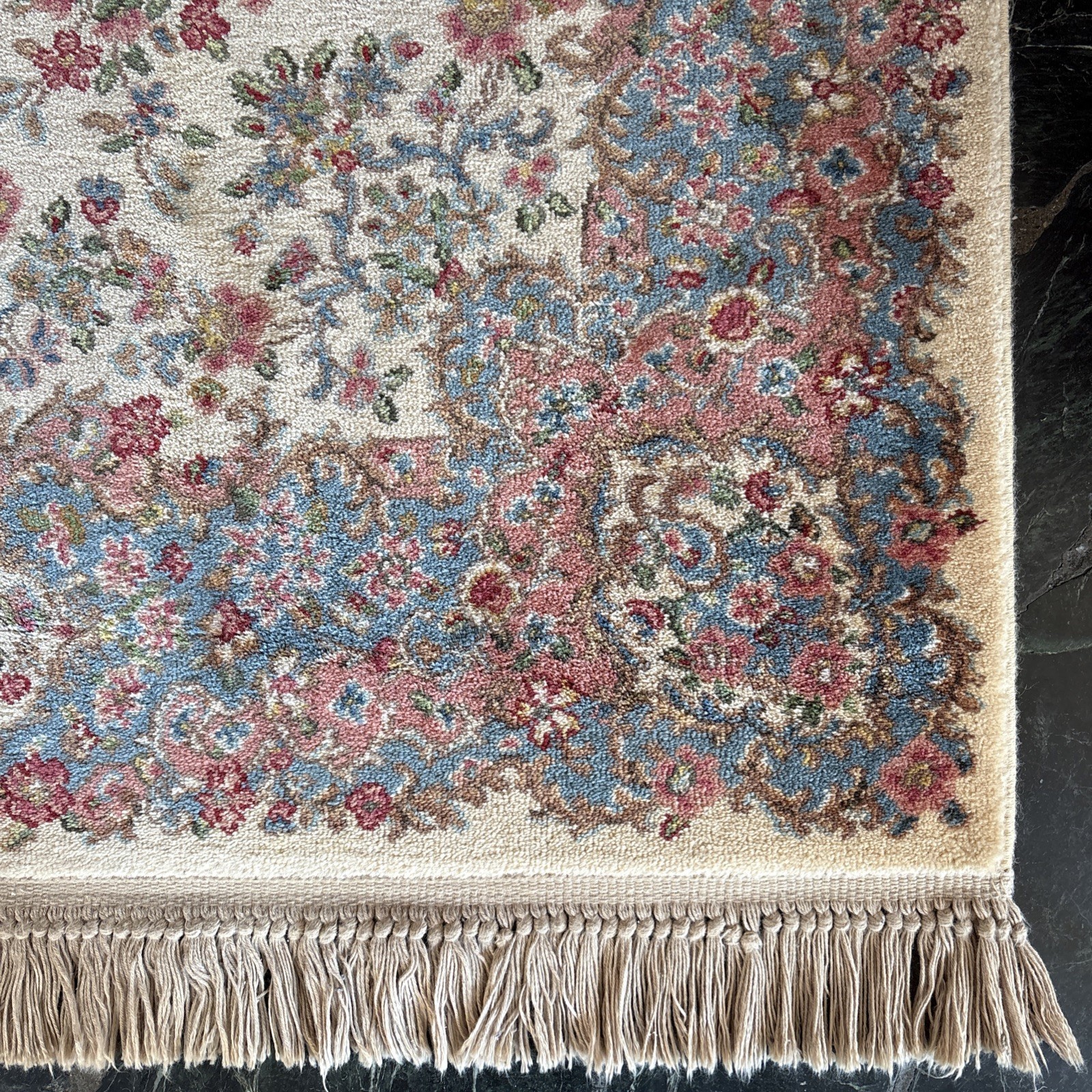 Karastan~5’9″ x 9′ “IVORY KIRMAN” #788 BEAUTIFUL FLORAL RUG/CARPET ~Exc.
