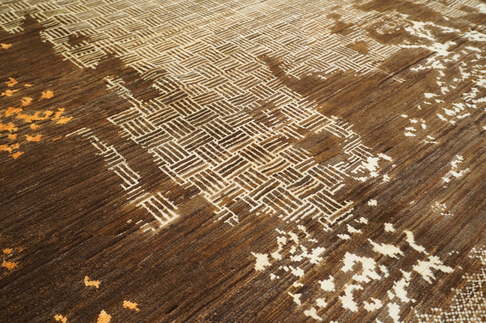 8 x 10 ft Brown Modern Contemporary Afghan Hand Knotted Wool Abstract Area Rug
