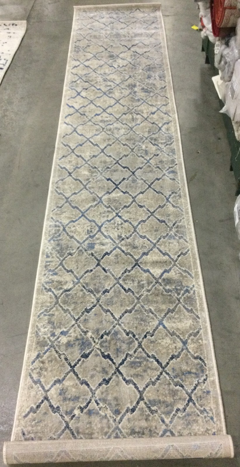 L GREY / BLUE 2′ X 10′ Slightly Stained Rug Reduced Price 1172654471 BNT809G-210