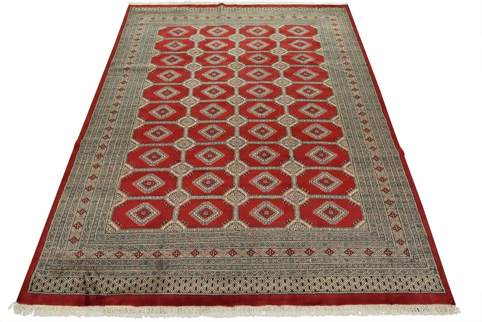 Bokhara Jaldar Rug 8’3” x 10’2” Red Wool Tribal Hand-Knotted Oriental Carpet