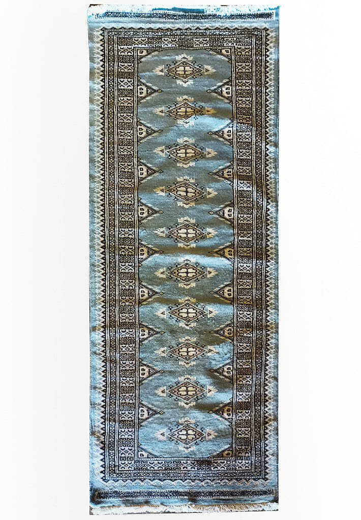 2×6′ Short Runner Jaldar Runner Handmade silky wool Gray Blue #PIX-25503