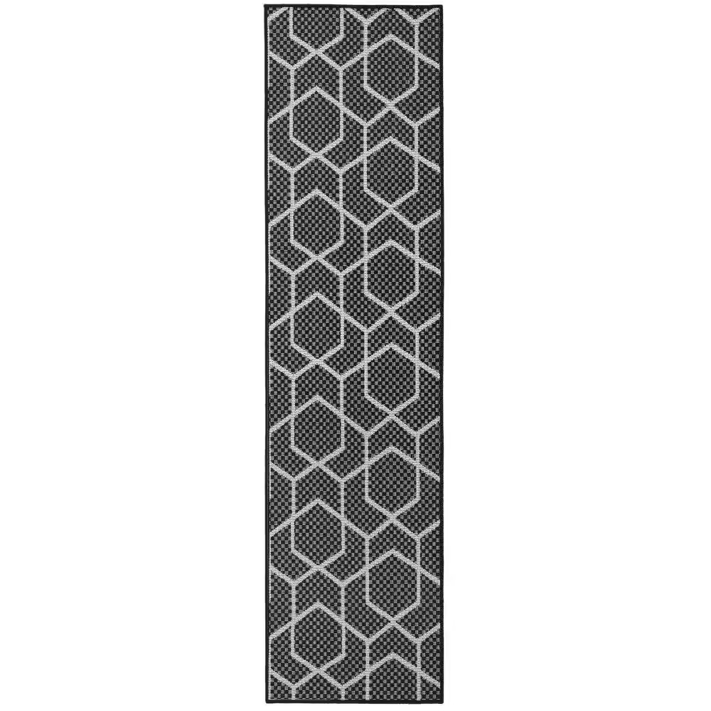 Horizon Black 2 Ft. X 6 Ft. Indoor/Outdoor All-Over Design Contemporary Runner A