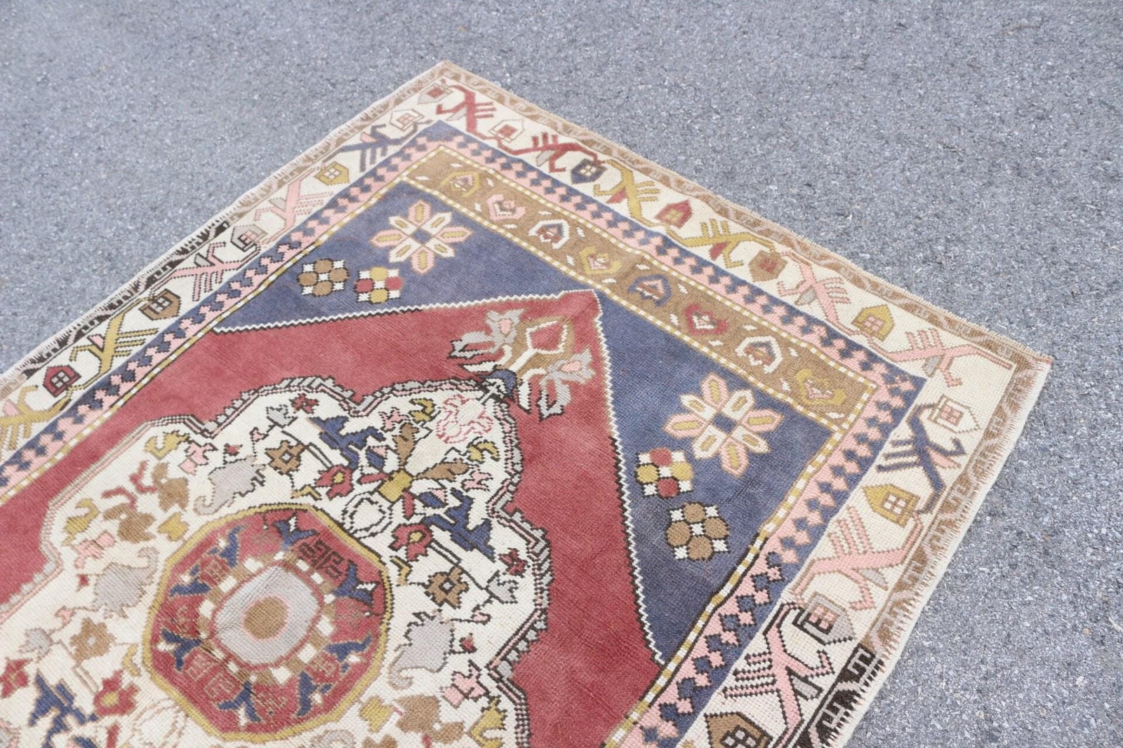 4,7×7,8 ft Turkish Area Rug, Vintage Red Solid Rug