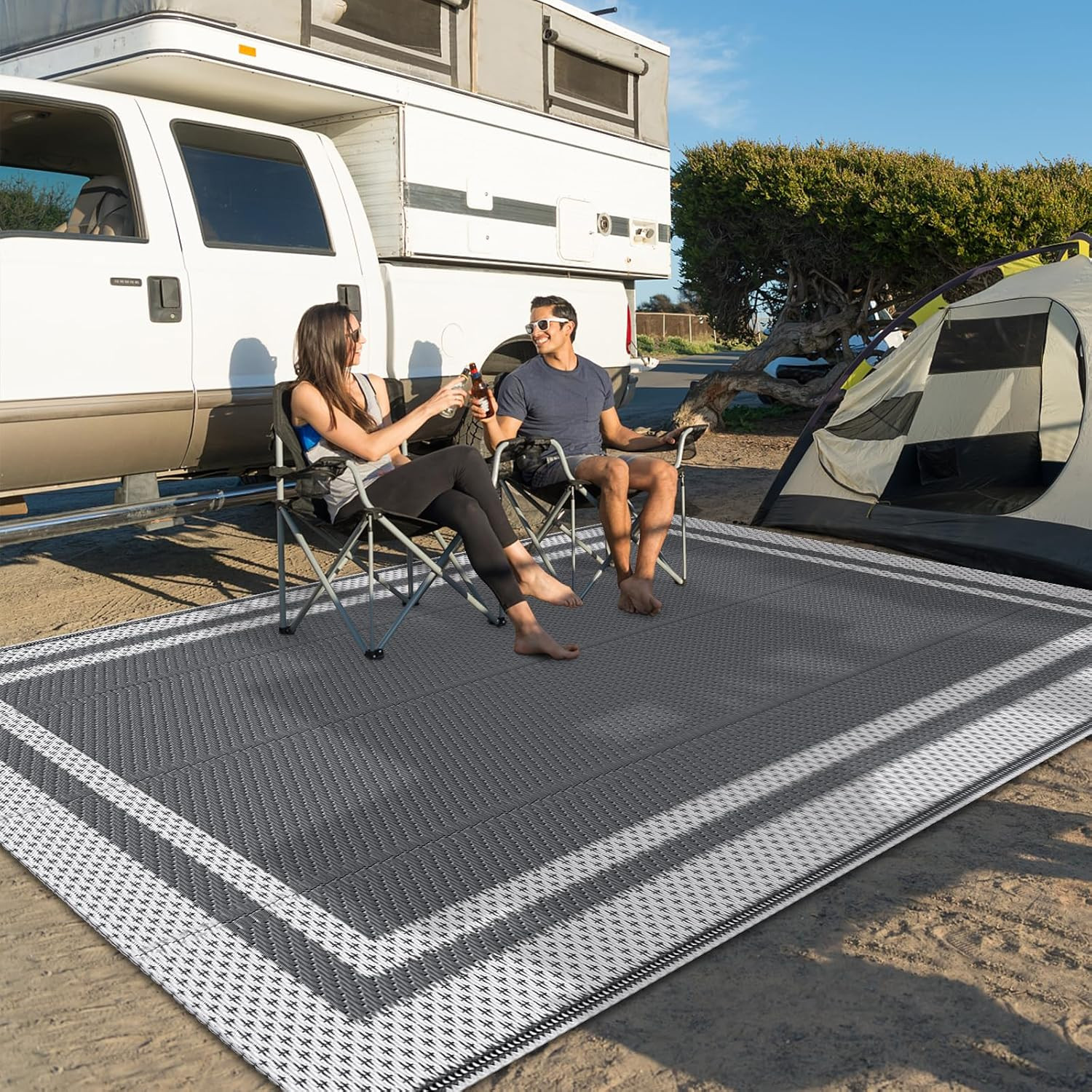 Happytrends Outdoor Rug Reversible Portable Plastic Straw Camping Rugs for outsi