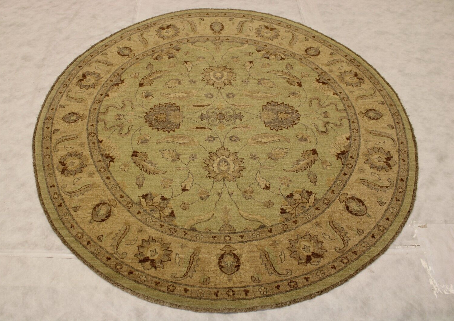 8’0″ x 8’0″ ft. Afghan Oushak Vegetable Dye Hand Knotted Oriental Wool Round Rug