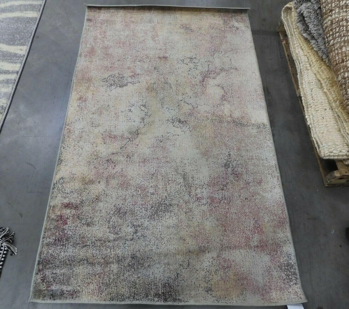BEIGE / MULTI 3′-3″ X 5′-7″ Stained Rug, Reduced Price 1172611931 CNV765-5770-3