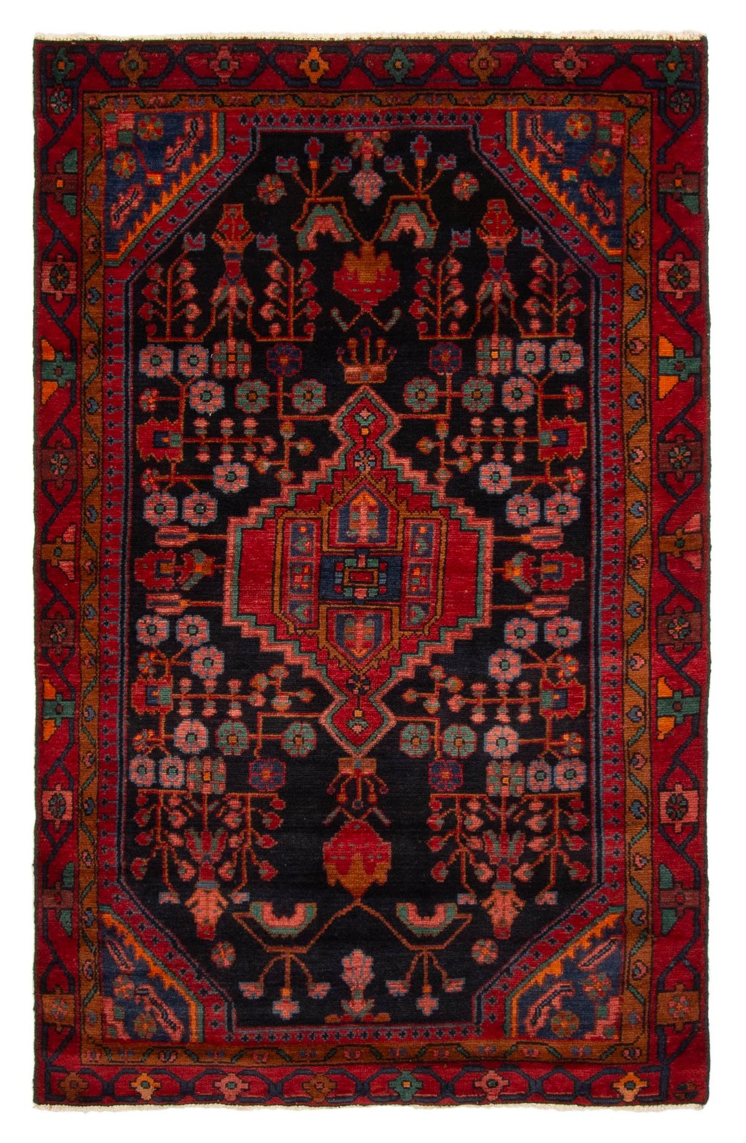 Vintage 3’8″ x 6’0″ Traditional Hand Knotted Vegetable Dye Wool Area Rug