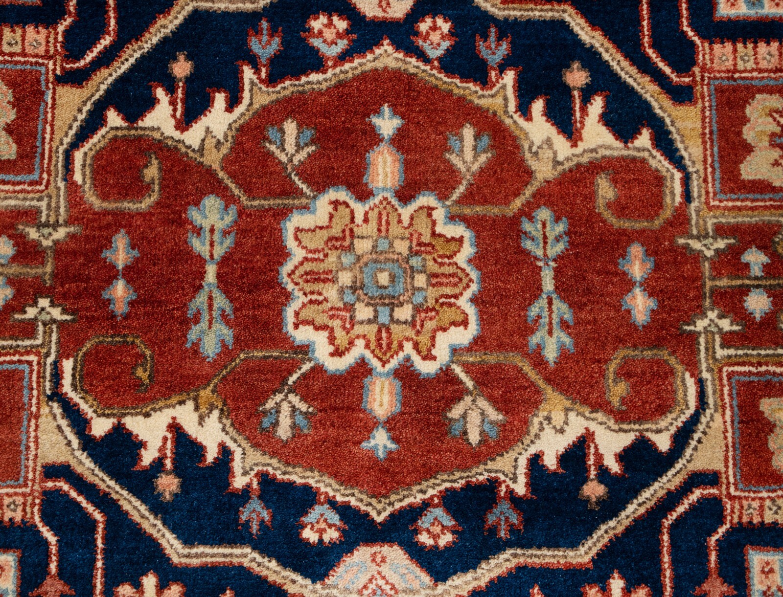 10×14 Rust Cream Classic Heriz Serapi Premium Quality Hand Knotted Wool Rug