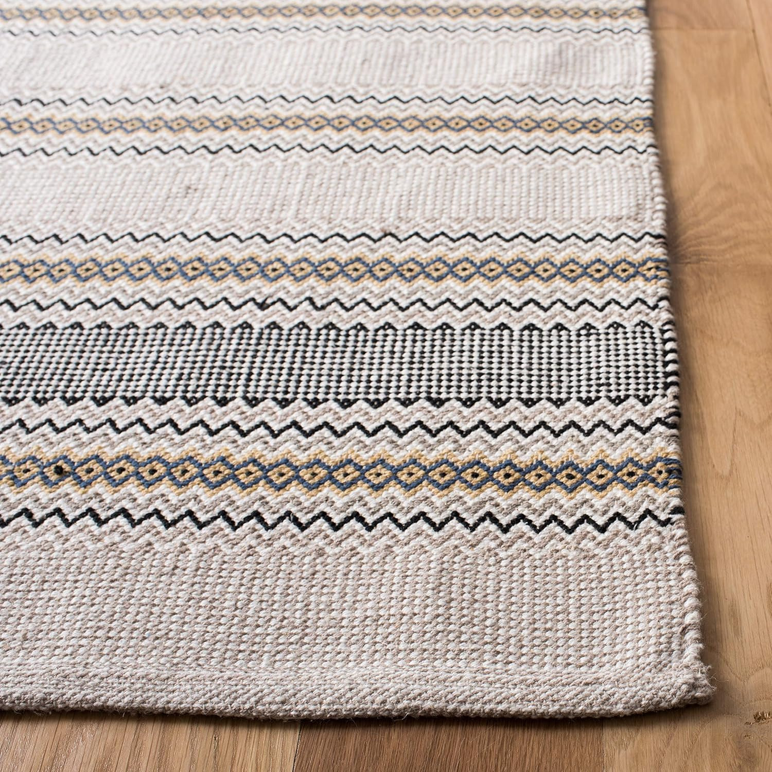 Montauk 8×10 Area Rug – Handmade Cotton Stripe – Blue & Beige for Any Room