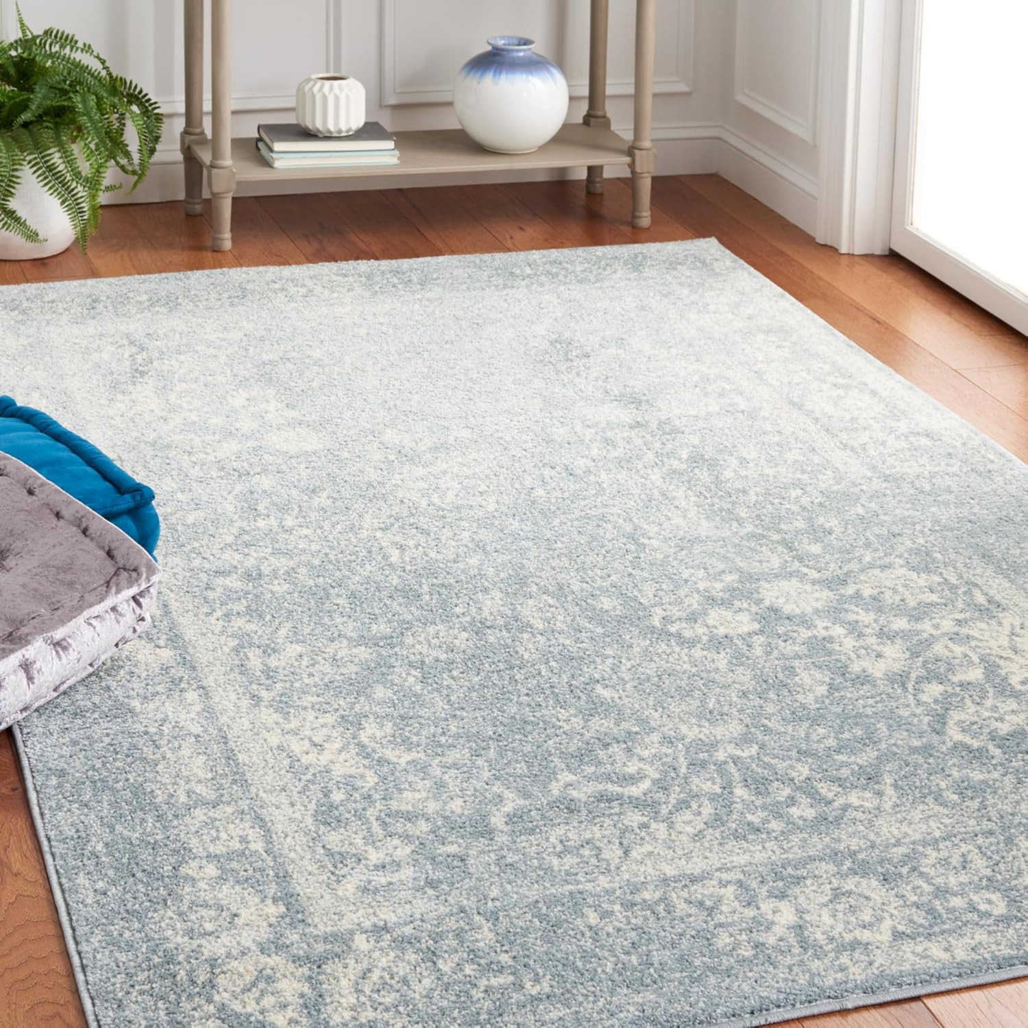 SAFAVIEH Area Rug 3X5 – Adirondack Collection – Slate & Ivory, Distressed Vintag