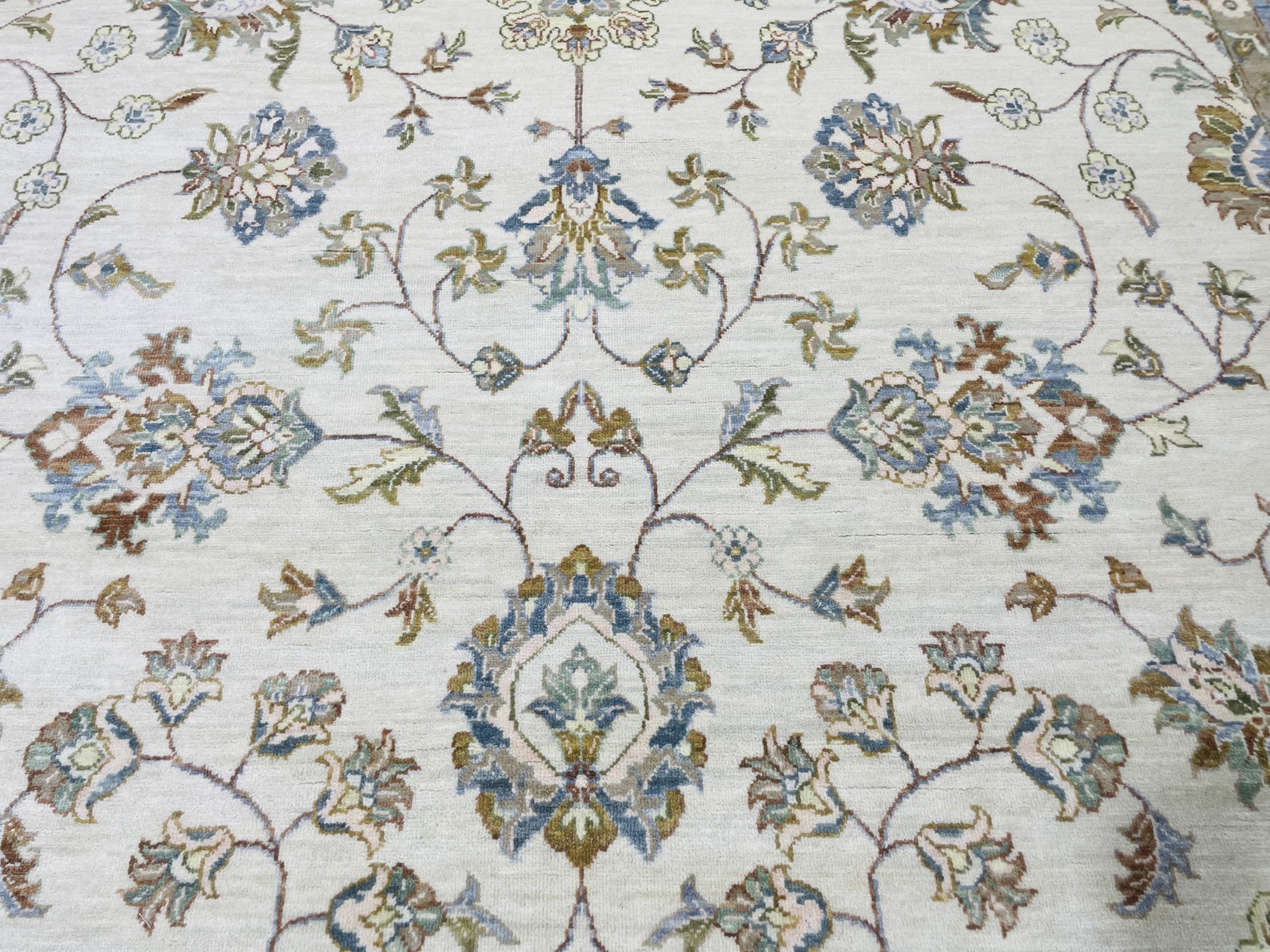 Afghan Chobi Handmade Wool Area Rug 9 x 12, Beige & Light Blue Oriental Design