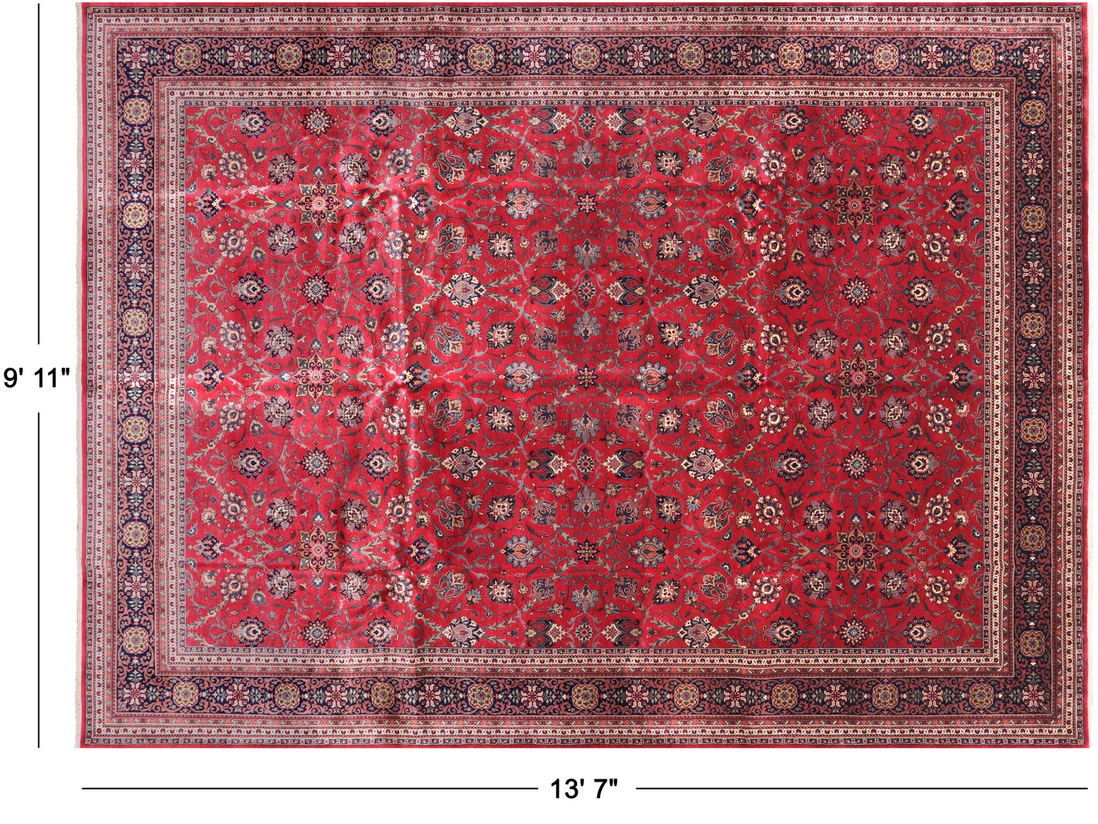 Red Traditional Handmade Wool Rug 9′ 11″ X 13′ 7″ – Q23955