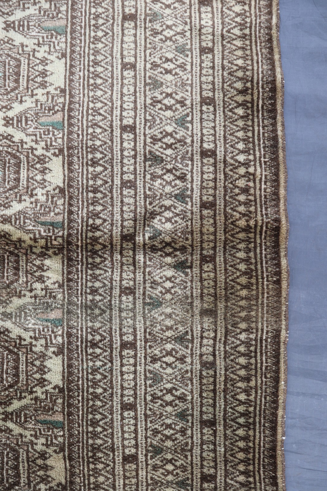 Beige Gray 4×6 ft Turkmen Vintage Tribal Rug, Afghan Handmade Rug, Kitchen Rug