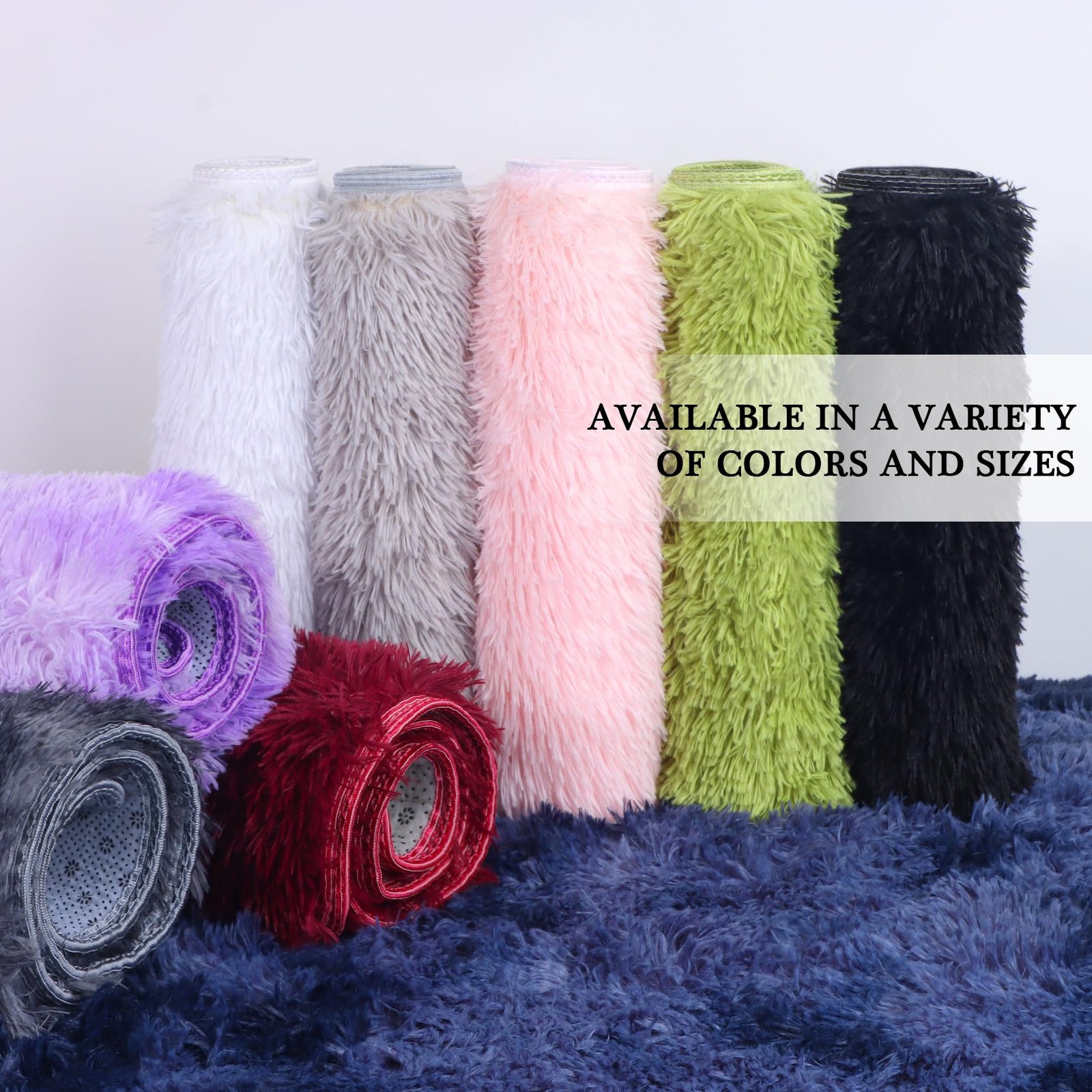 Navy Blue Fluffy Plush Runner Rugs 2×6 ft Tie Dye Rectangle Shag Rug for Bedr…