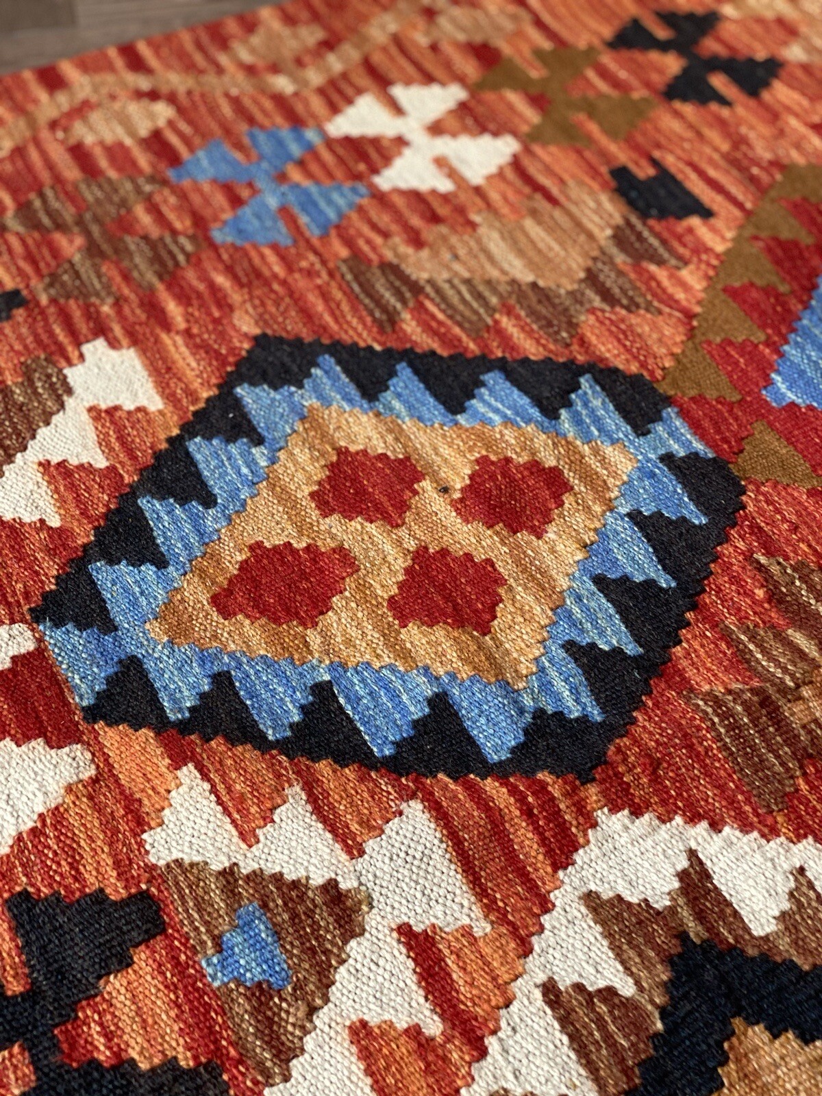 New Handmade Rust Kilim Rug Flatweave 4’1×5’8 ft
