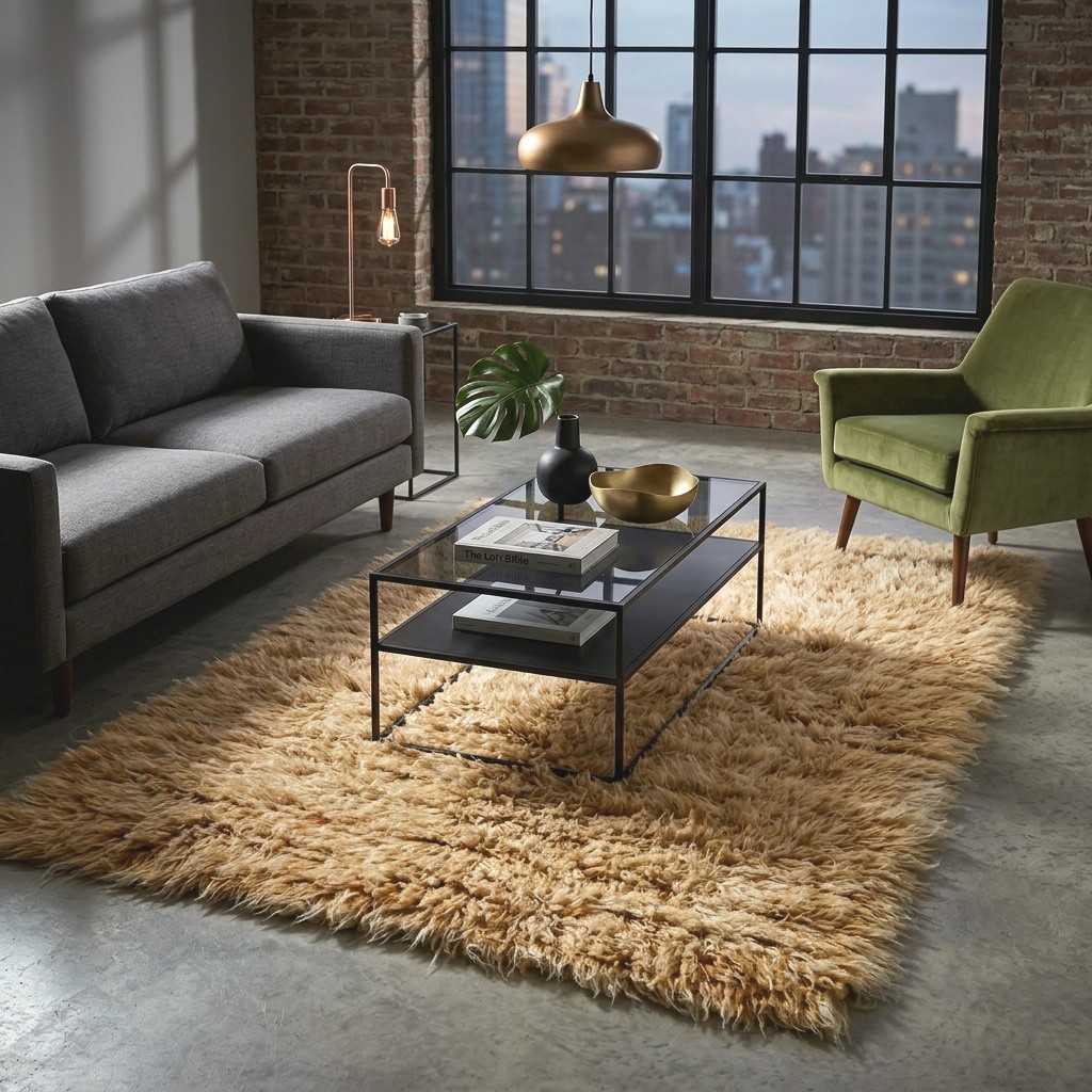 👉SALE💥BEAUTIFUL COPPER + WHITE FLOKATI RUG💥THICK 3.5″ WOOL PILE💥