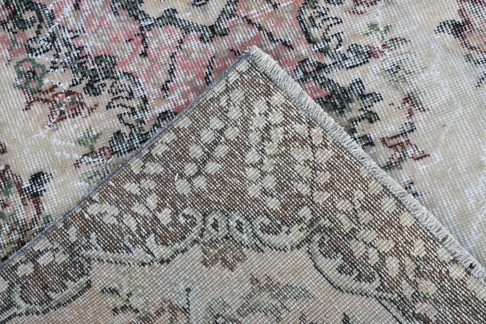 Turkish Rug, 3,8×6,6 ft Area Vintage Rug, Brown Pink Oriental Rug