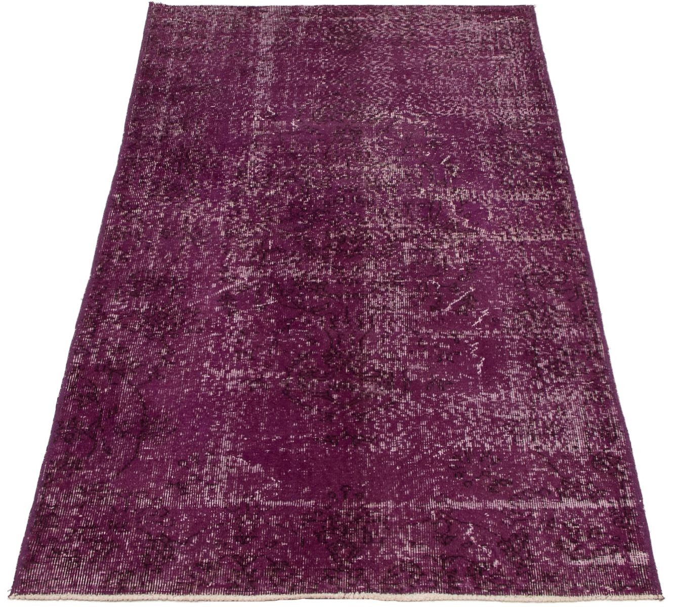 Vintage Purple Traditional 3’9″ x 7’7″ Hand-Knotted Oriental Wool Area Rug