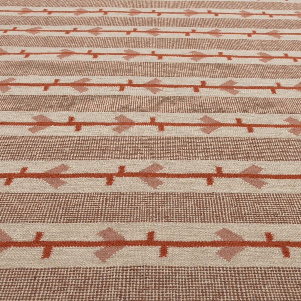 Antique Red Scandinavian Swedish Kilim Handmade Flat weave Boho Large Area Rug