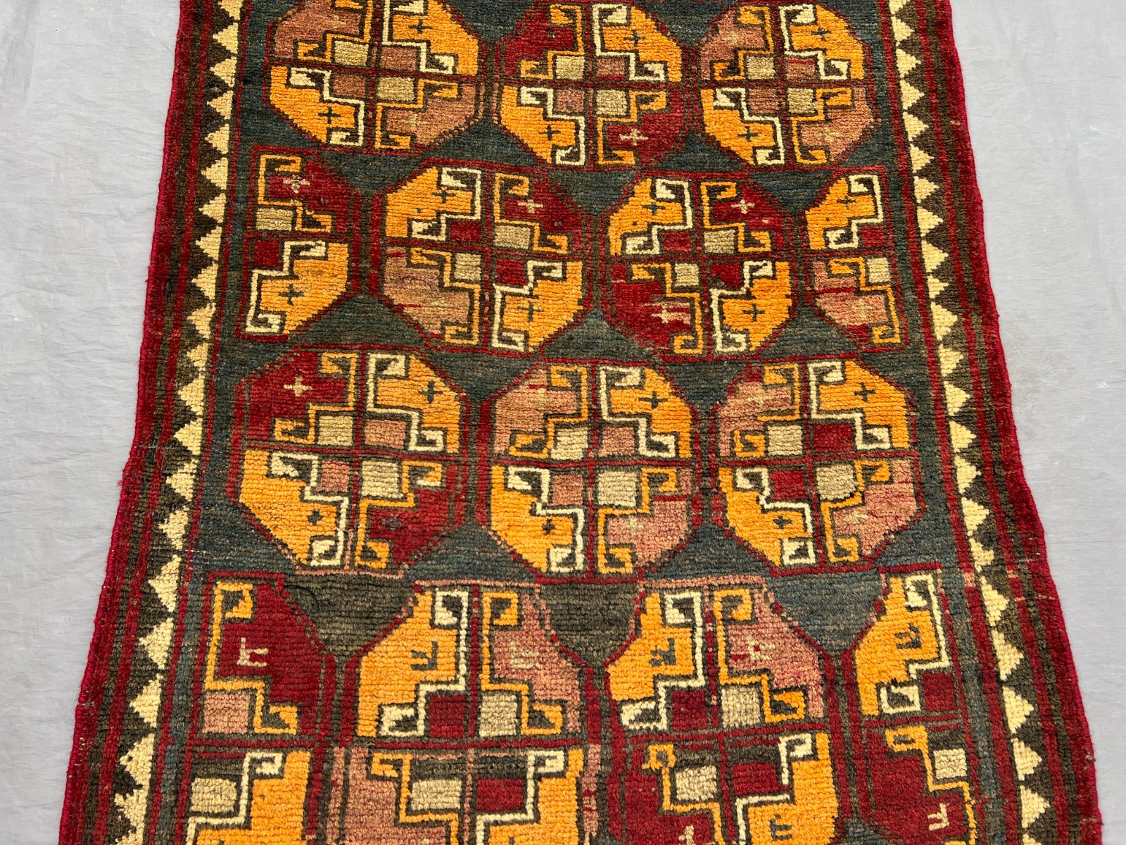 Gold Antique Turkoman Elephant Foot Gul Hand Knotted Wool Rug 3×5 Collector
