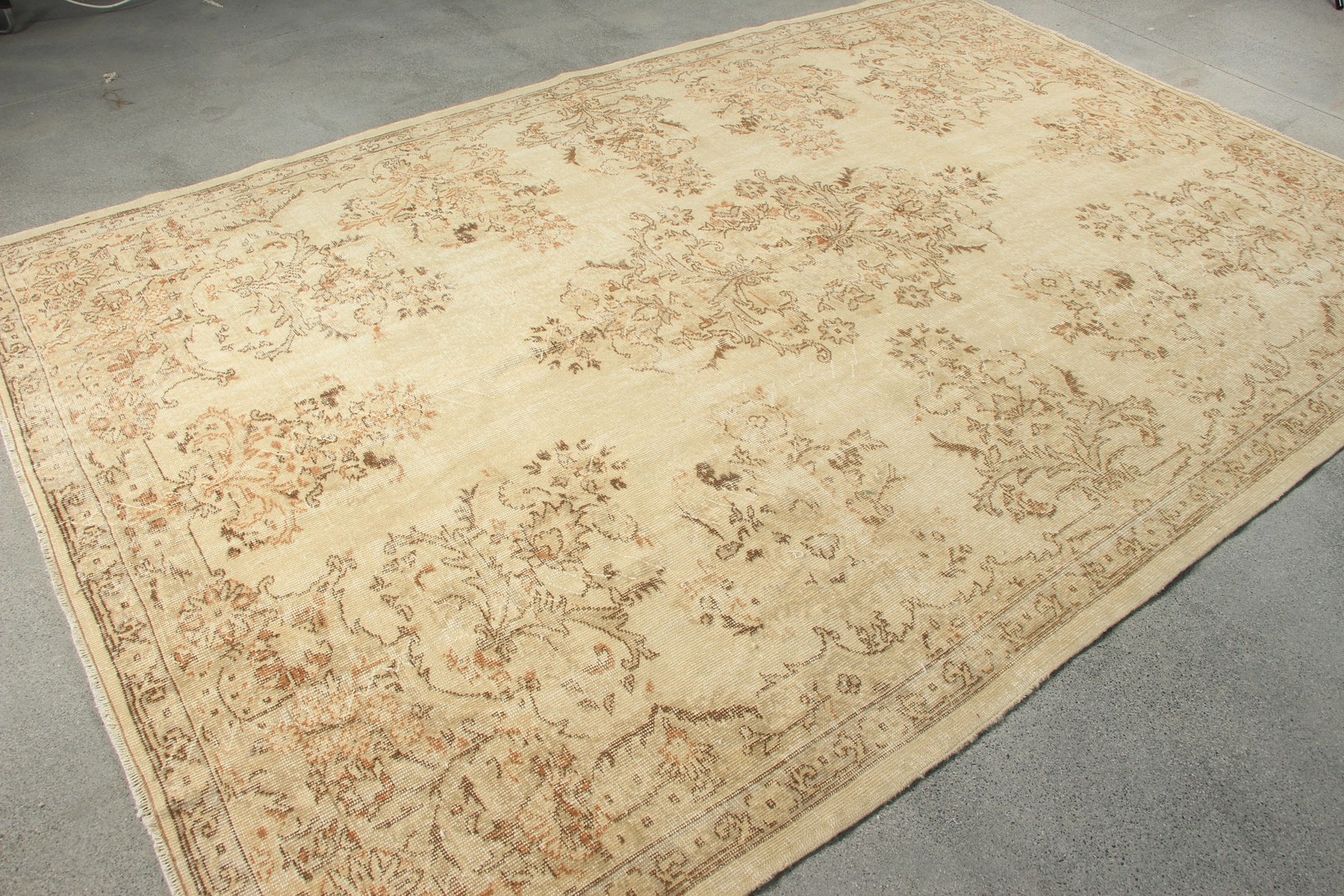 6,9×10,2 ft Rug, Vintage Rug, Turkish Brown Wool Southwestern Rug