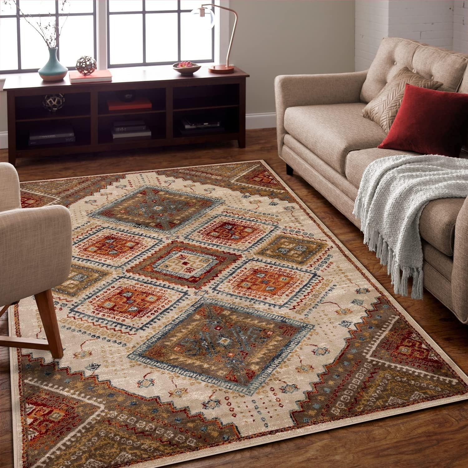 Superior Indoor Area Rug, Jute Backing, Plush Floral Paisley Rugs for Entrywa…