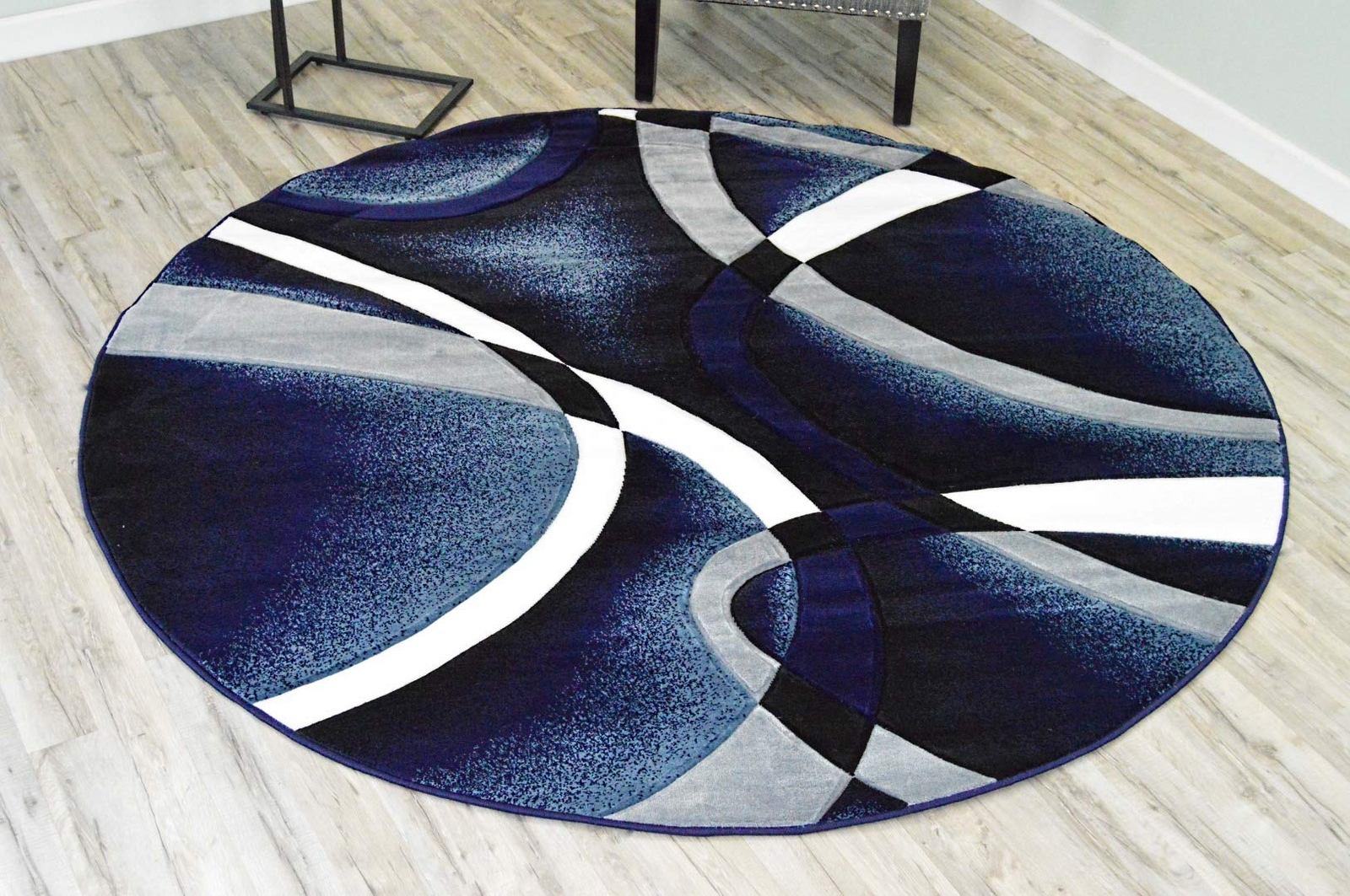 Premium Carved Modern Contemporary Abstract Rug 2305 Navy Blue 2’2”x7’4”