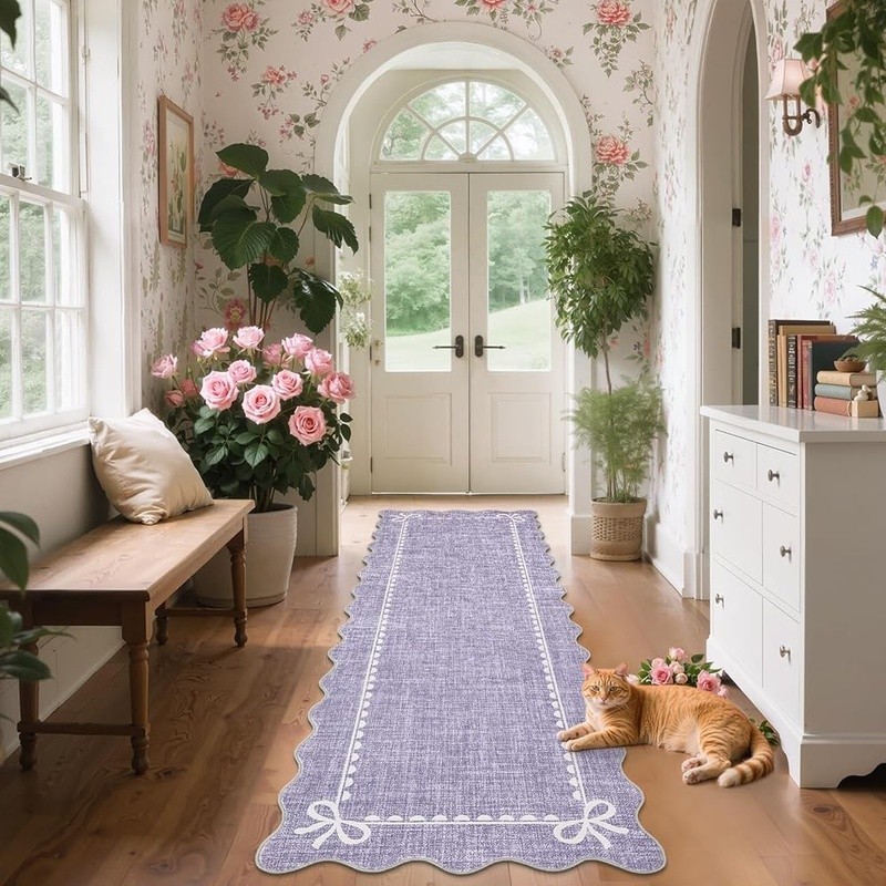 Scalloped Bow Non-Slip Area Rug Soft Faux Wool Washable Comfort Kids Pets New