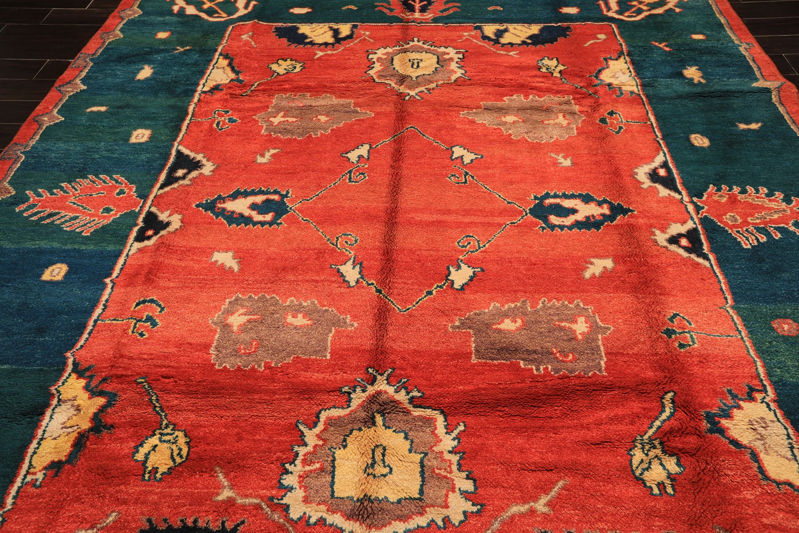 Authentic Turkish Oushak Vegetable dye Area Rug 9’3″x10’11” Hand Knotted Wool