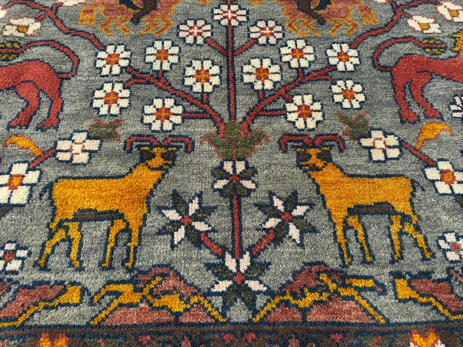 8×10 BLUE HANDMADE ORIENTAL RUG WOOL handwoven oushak new tree of life animals