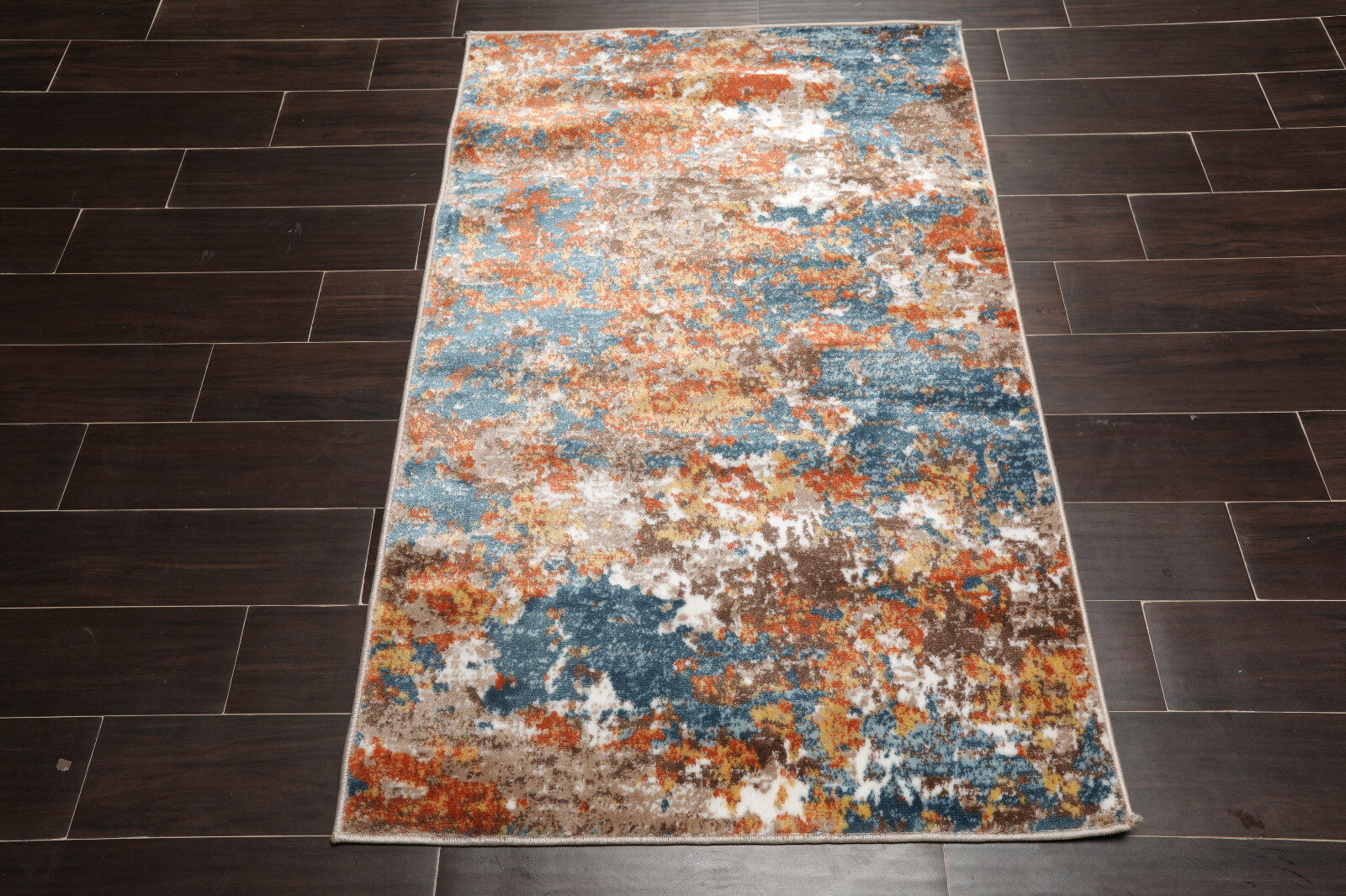 3’x5′ Designer 100% Polypropylene Oriental Area Rug 3×5 Blue, Orange, Gold