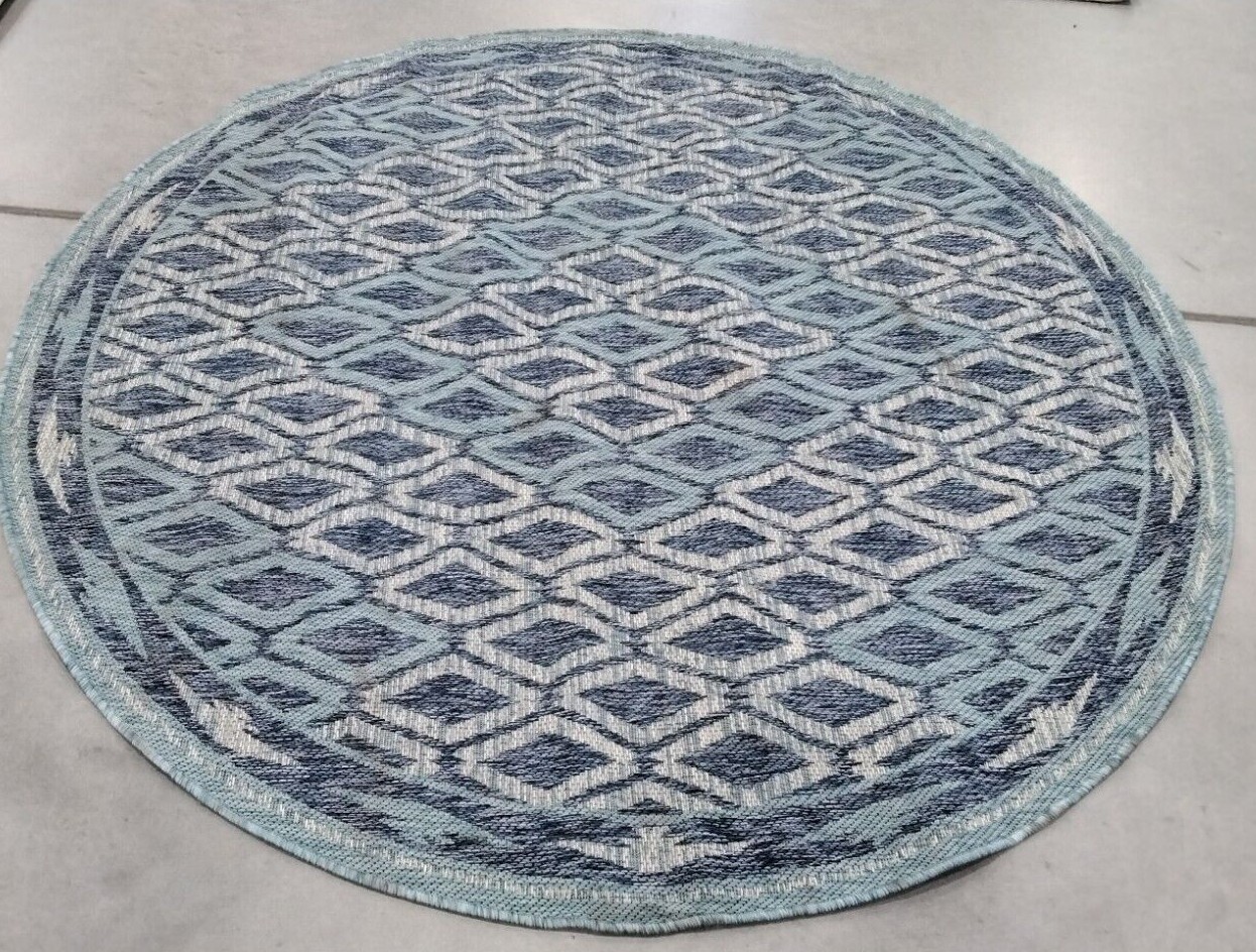 NAVY / AQUA 6′-7″ X 6′-7″ Flaw in Rug, Reduced Price 1172720366 CY8531-39421-7R