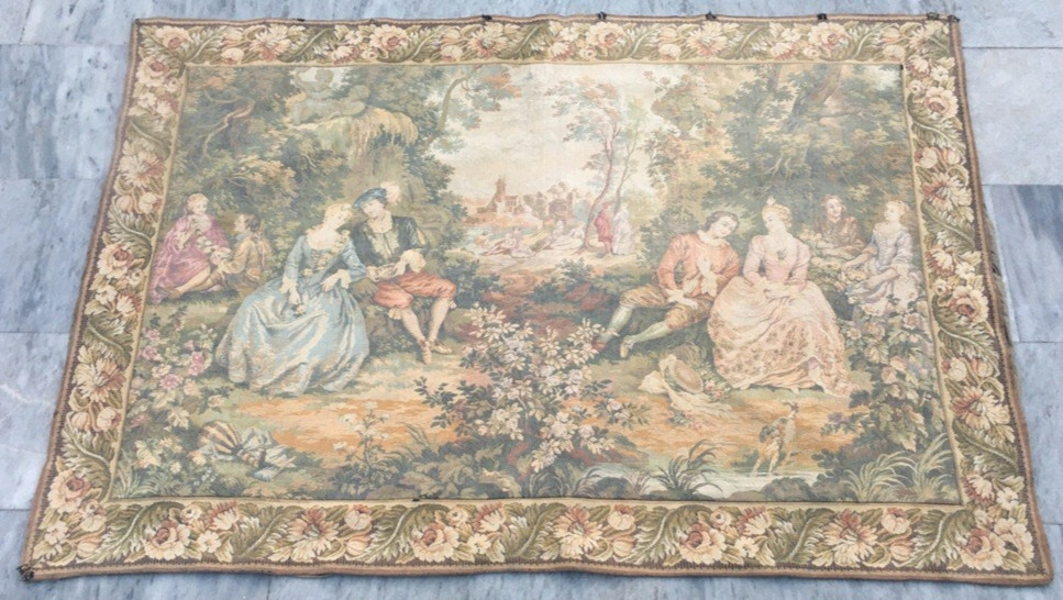 Vintage French Tapestry Medeival Pictorial Romantic Home Decor Tapestry 3×5 ft