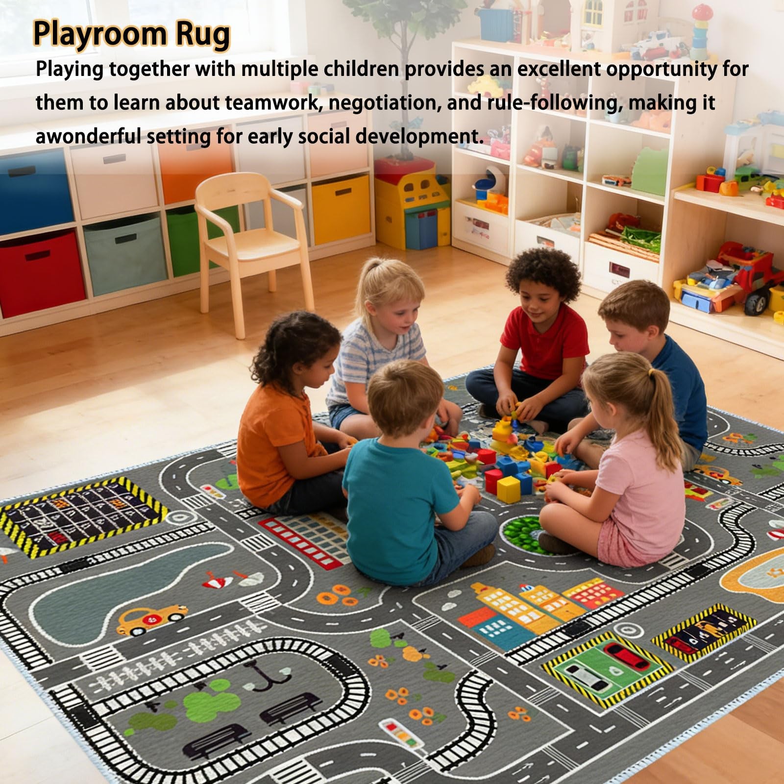 Kids Rug Play Mat for Toy Cars,City Life Road Traffic Educational Carpet,Have…