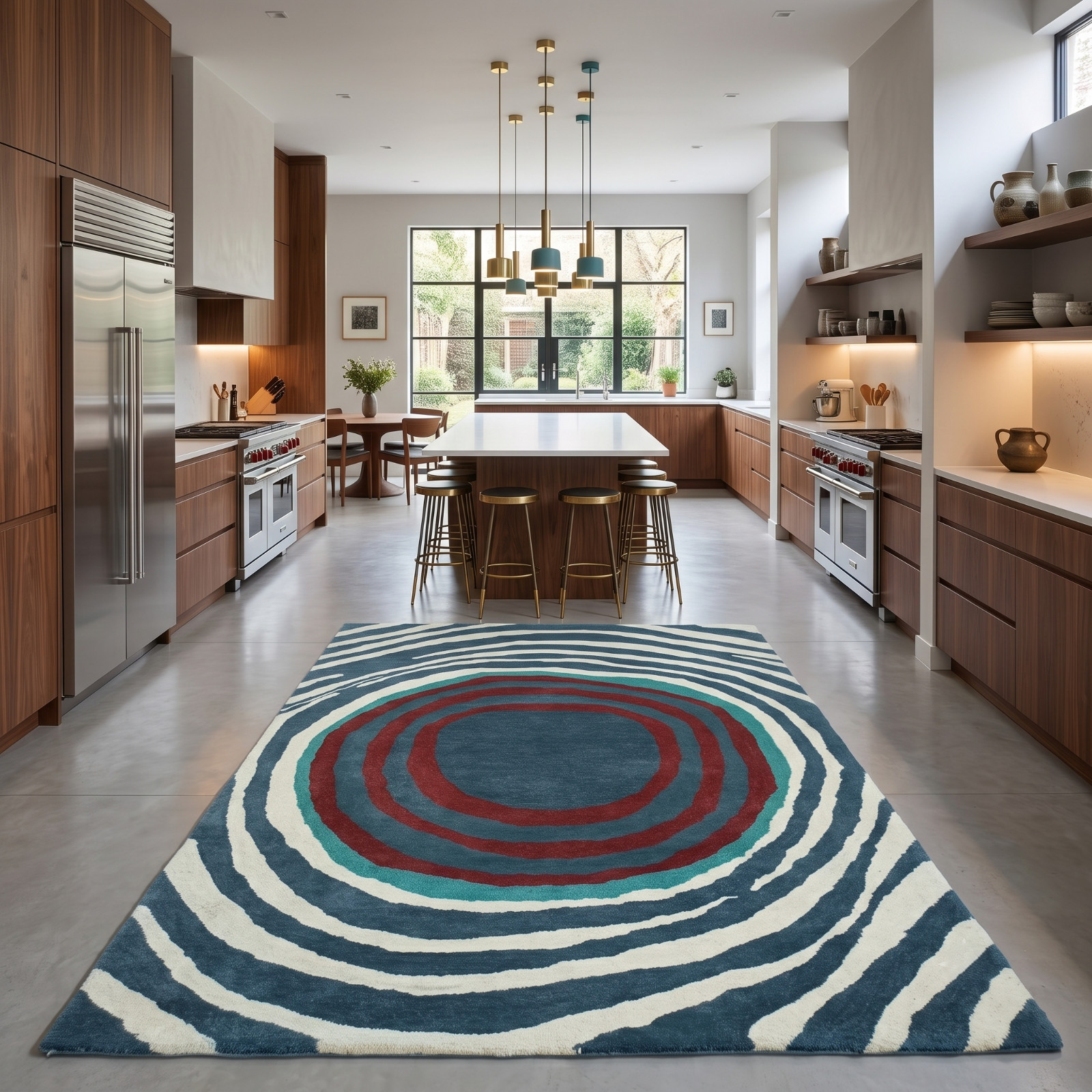 4×6 Blue Hand Tufted Wool Abstract Area Rug Modern Designer Carpet Custom Size