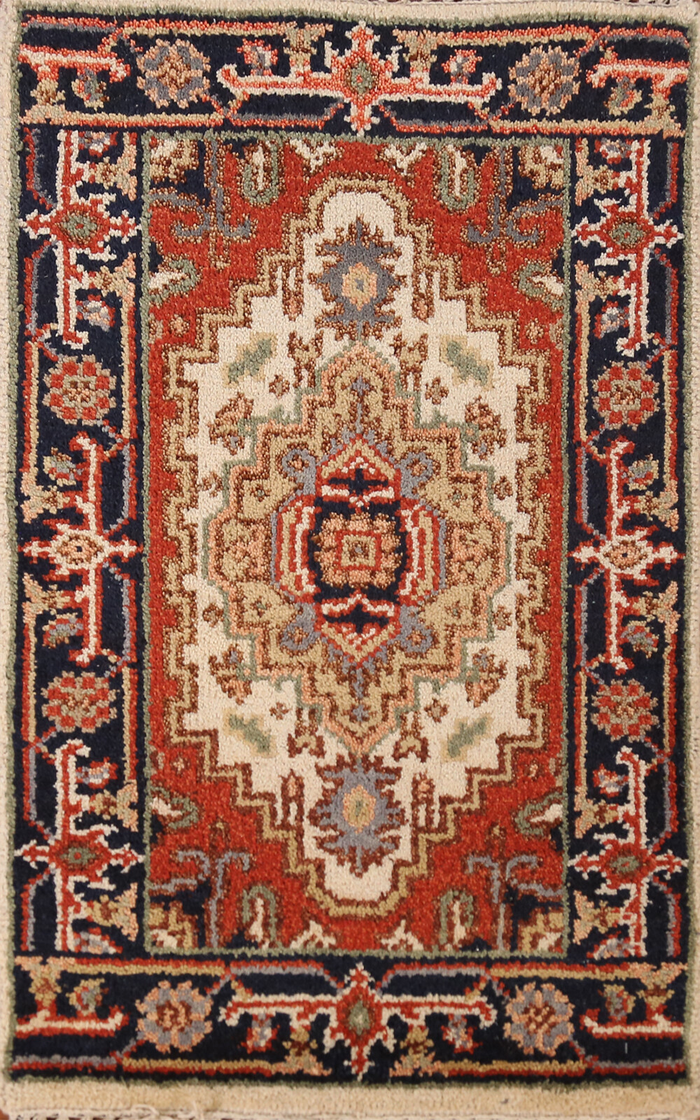 Ivory/ Navy Blue Traditional Gabbeh Accent Rug Hand-knotted Wool Rug 2×3 ft