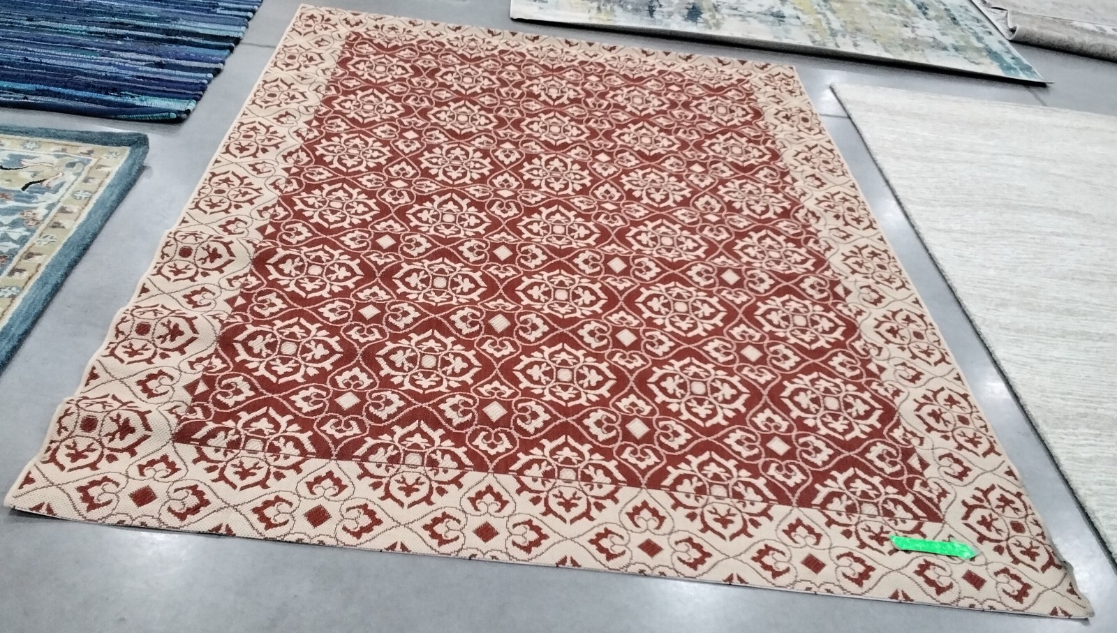 RED / CREME 6′-7″ X 9′-6″ Stained Rug, Reduced Price 1172749969 CY6550-28-6