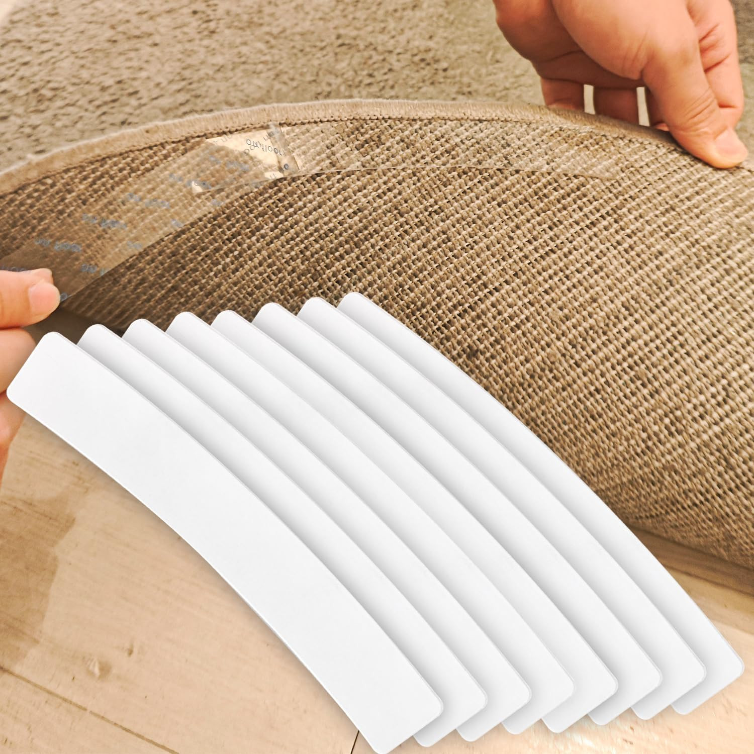 8 Packs Rug Gripper Pads for 4×4 to 6×6 Feet Circle Rugs, Curved Non-Slip Rug…