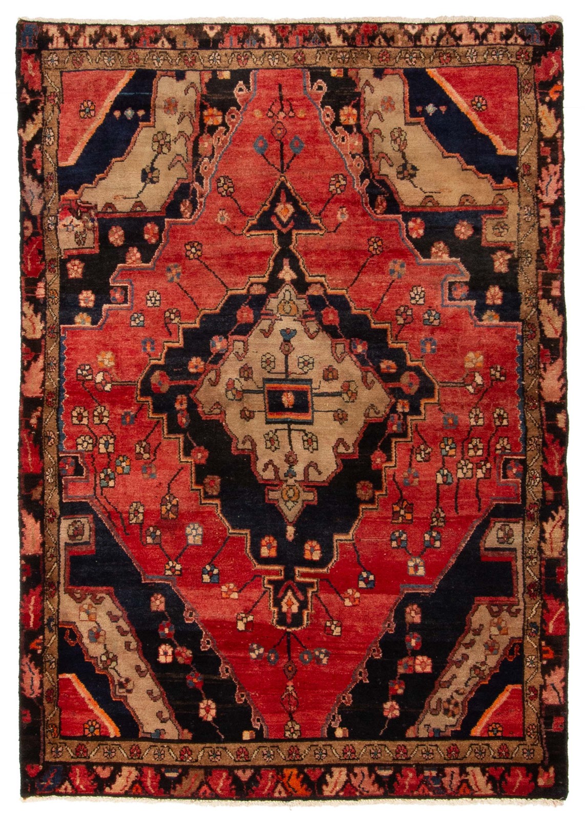 Vintage 4’5″ x 6’2″ Traditional Hand Knotted Vegetable Dye Wool Area Rug