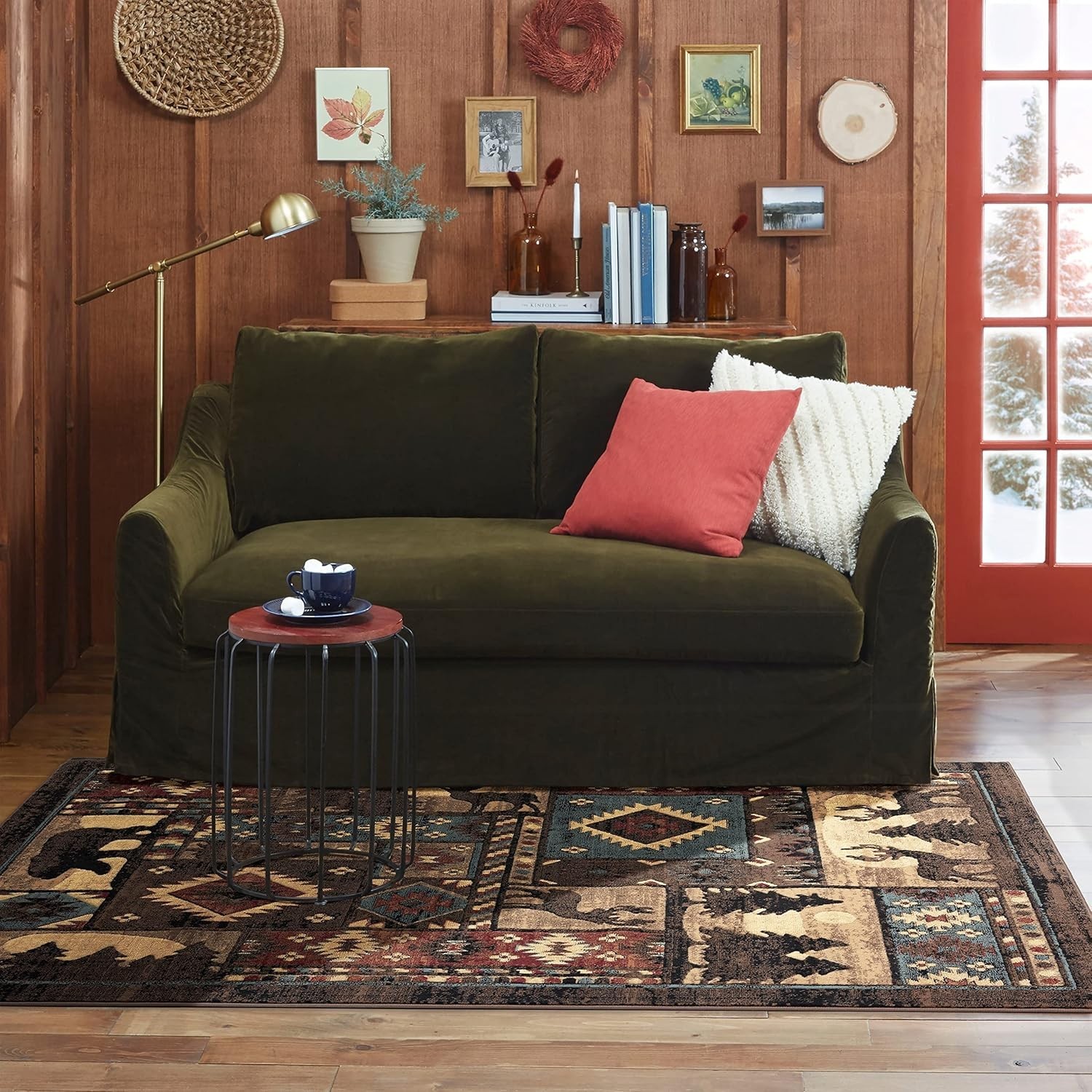 Buffalo Bear Rustic Area Rug 1’10” x 6’10” – Perfect for Living Room or Cabin
