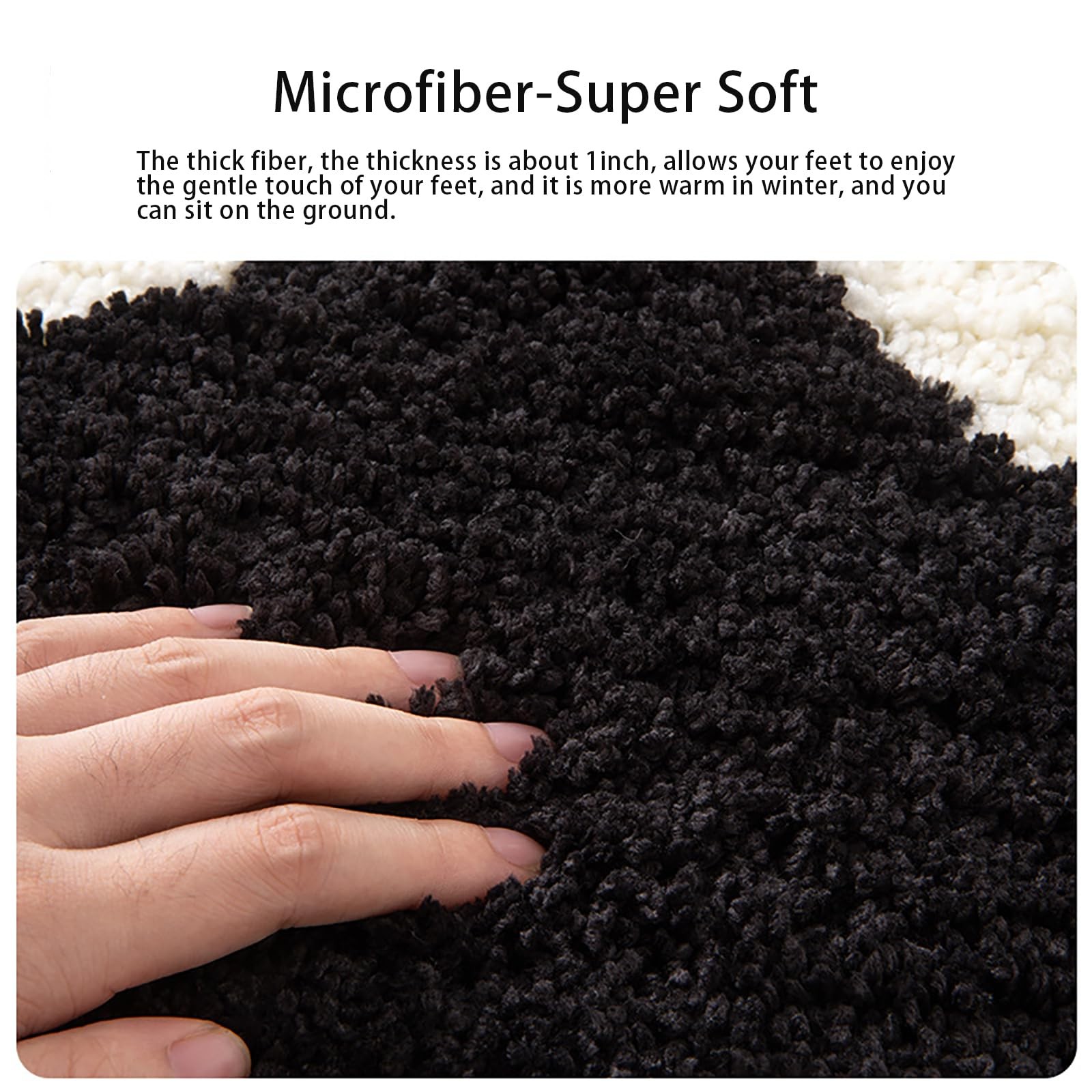 32×20 Inch Black Football Rug Cute Sports Area Soft Tufted Bath Mat Decor