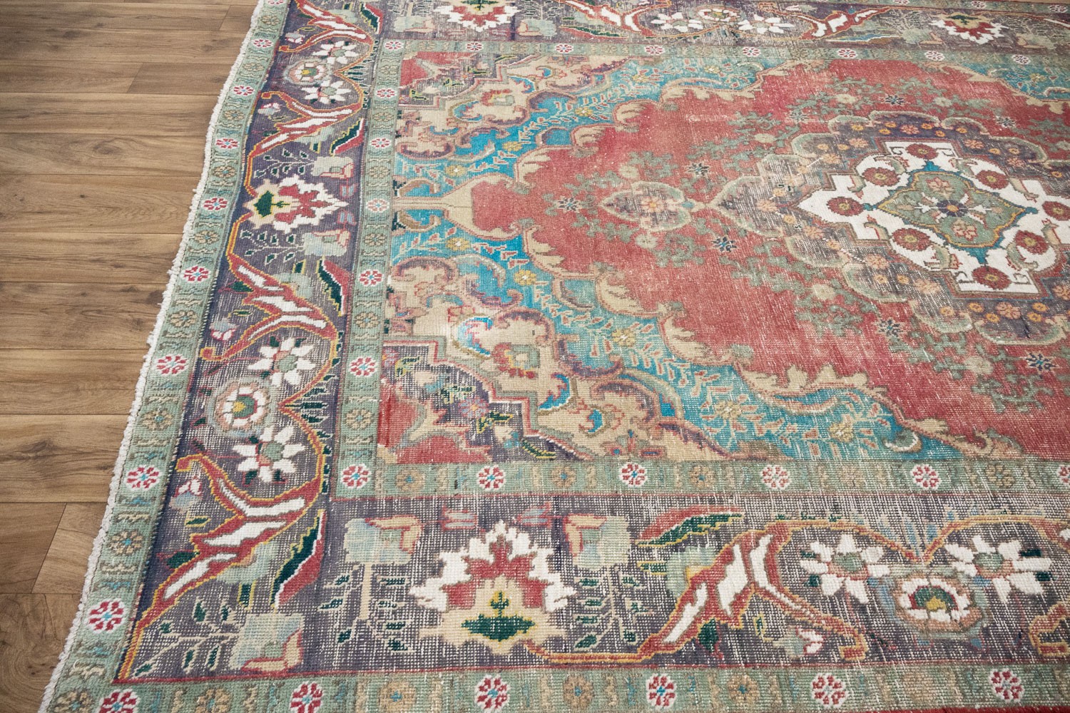 Semi-Antique Handmade Distressed Oriental Rug Muted Colors Carpet 6’4×9’4 Ft