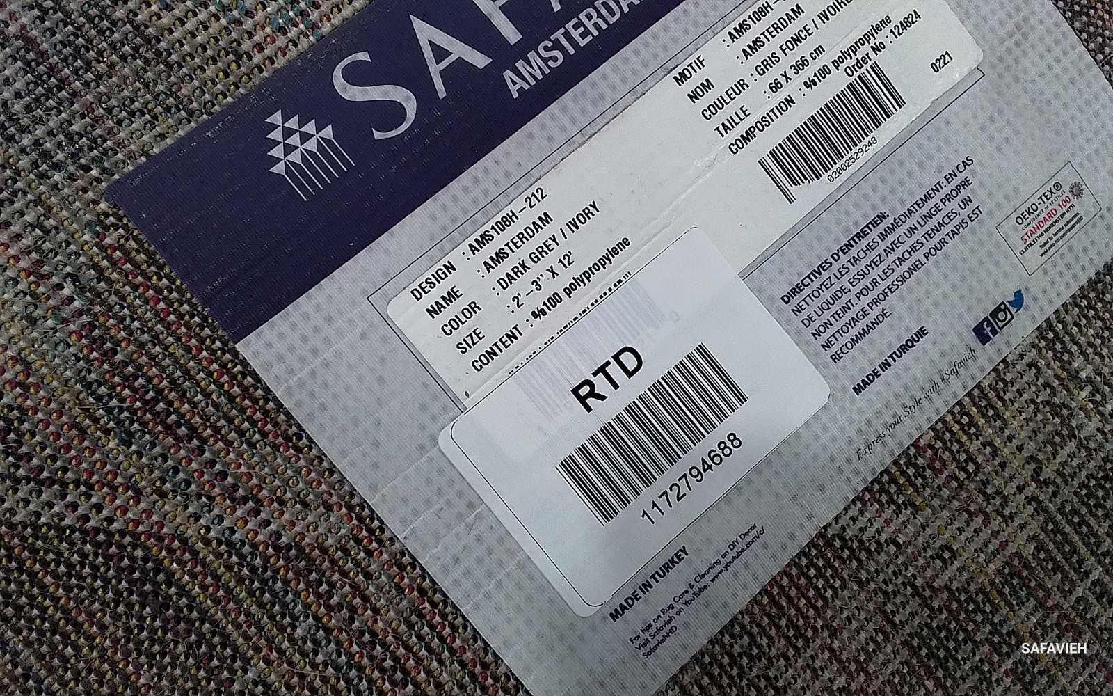 DK GREY / IVORY 2′-3″ x 12′-0″ Flaw in Rug, Reduced Price 1172794688 AMS108H-212