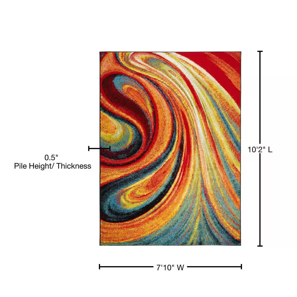 Splash Red/Blue 8 Ft. X 10 Ft. Abstract Area Rug