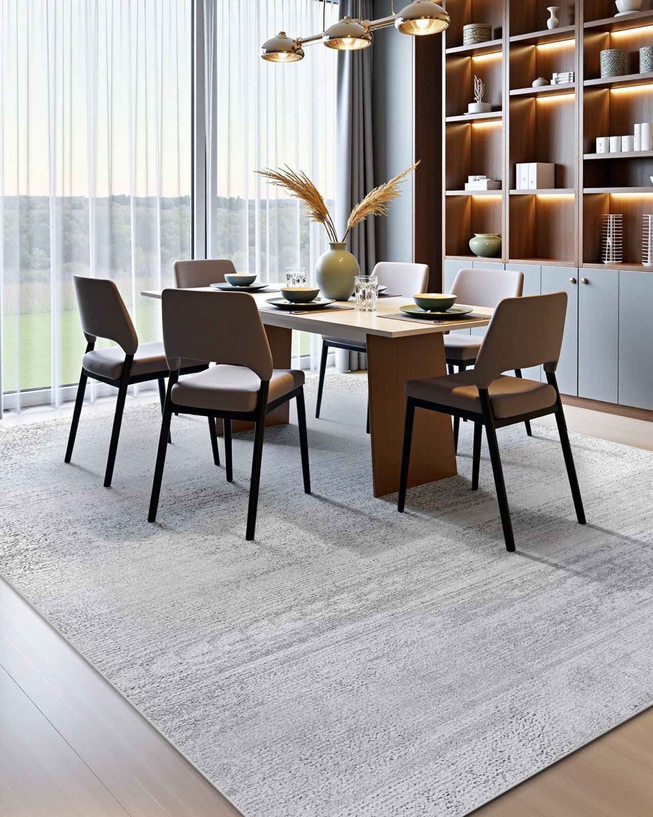 VEVOR Large Area Rug 10×14 ft Anti-Skid and Tear-Resistant Floor Mat Modern Gray