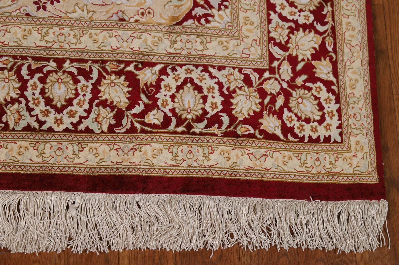 100% Silk Handmade Qquum Beige Traditional Floral Rug Area Carpet 4×6