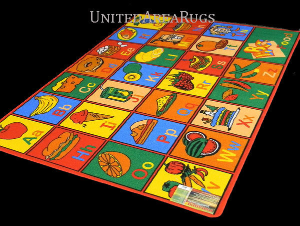 3×5 Educational Rug Kids ABC Food Names School Learning Time Alphabet Fruit New