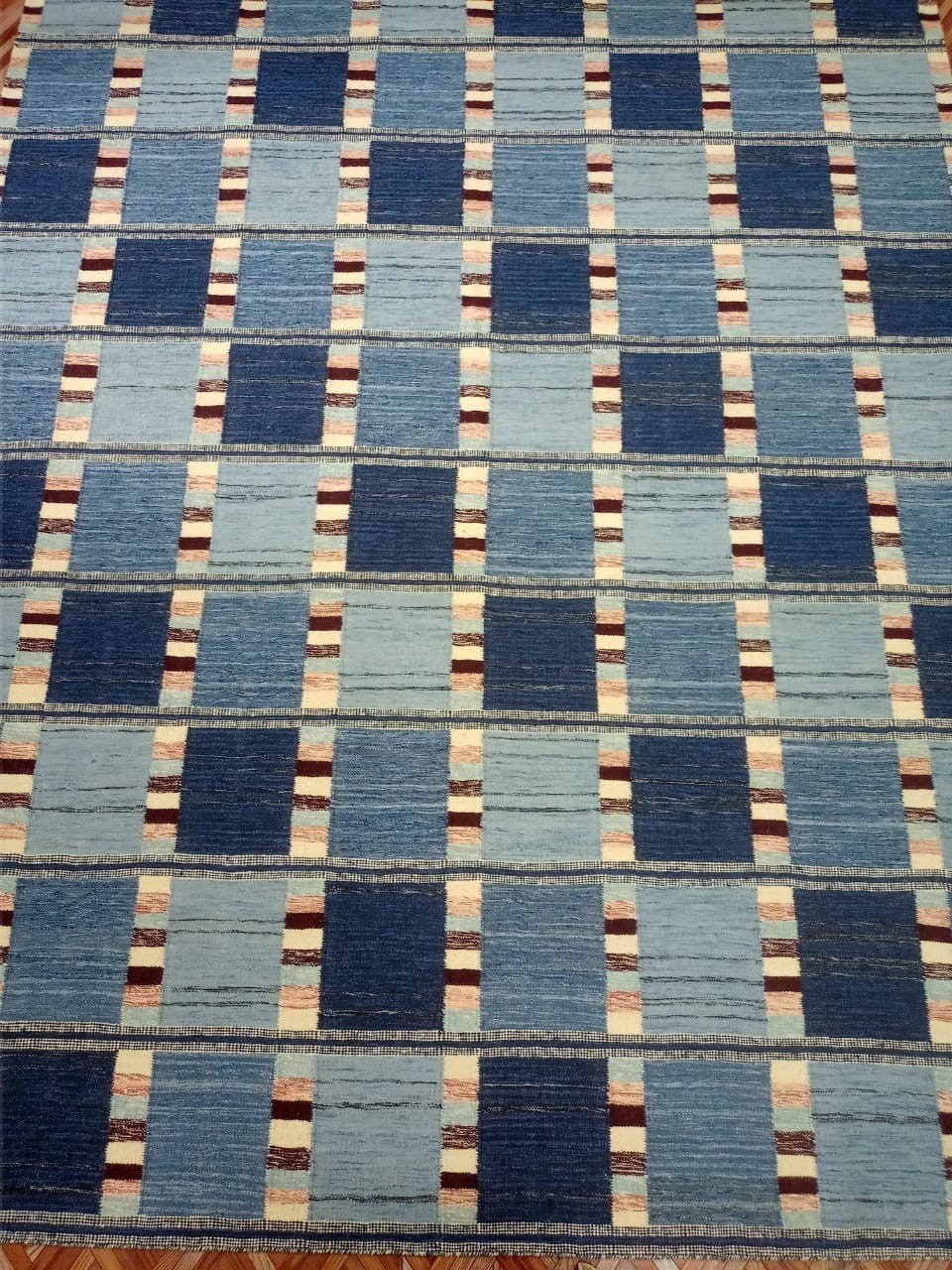 Rugs 5×8 8×10 Swedish Marianne Richter inspired Blue Kilim Rug Wool Rug Living