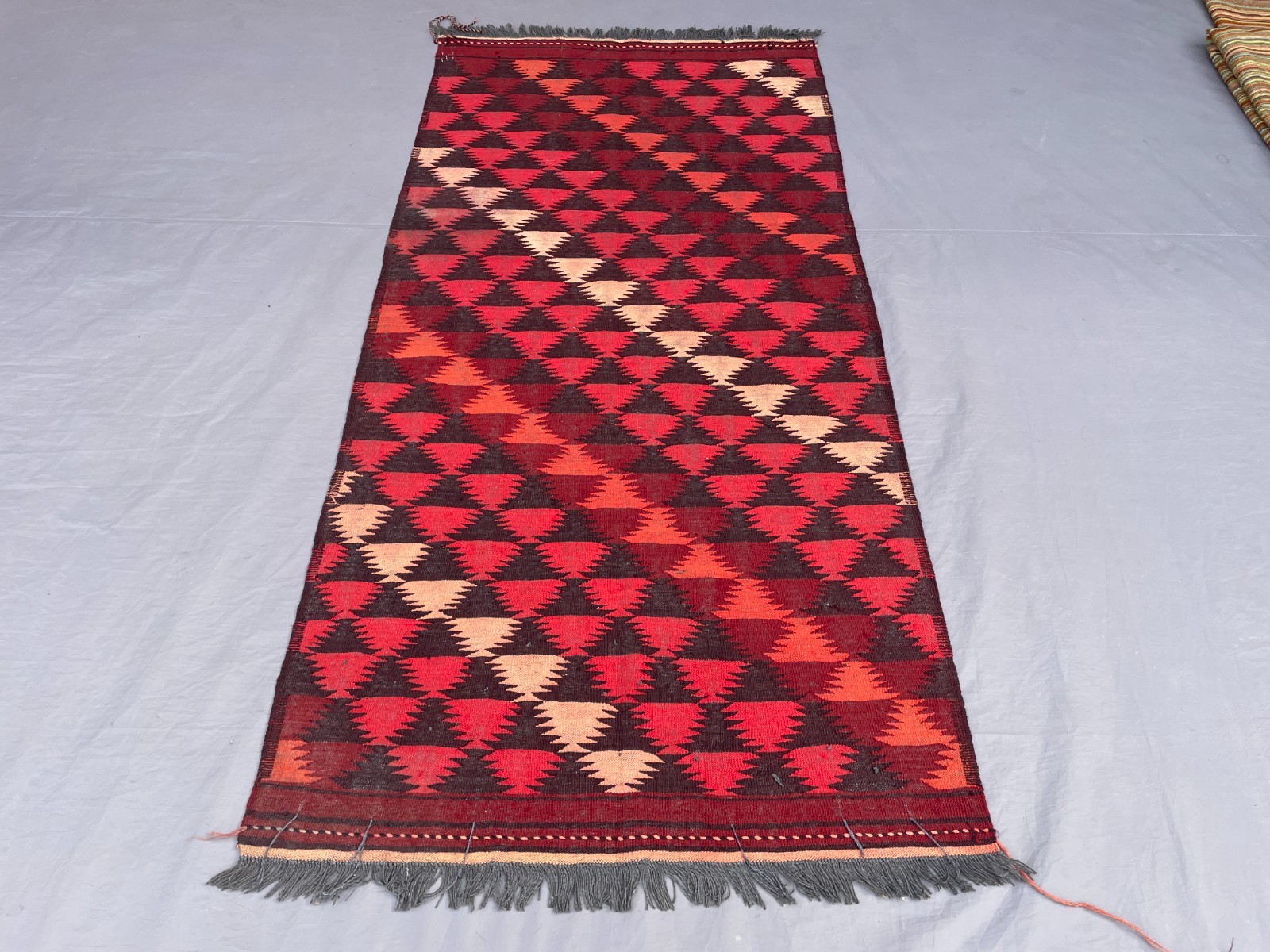 3’4 x 6’7 Ft Bold Afghan Ghalmori Tribal Kilim Rug Red Black Flatweave Carpet