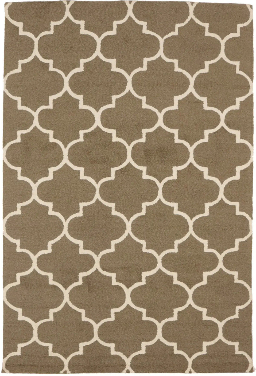 Contemporary Brown Trellis 5X8 Hand-Tufted Modern Area Rug Wool Carpet
